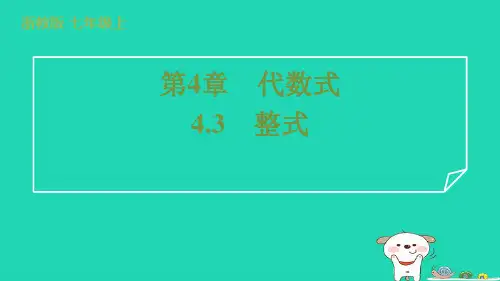 2024七年级数学上册第4章代数式4.3整式习题课件新版浙教版.pptx