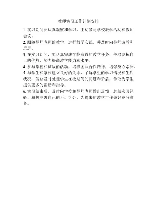 教师实习工作计划安排