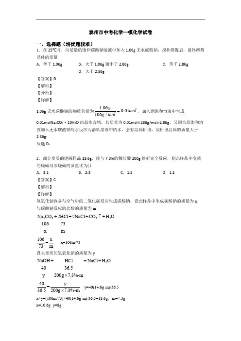 泰州市中考化学一模化学试卷
