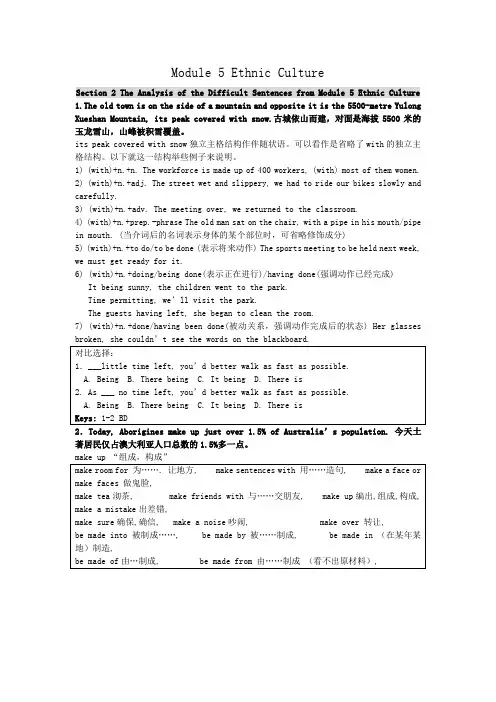 外研版高中英语选修7《Module 5 Ethnic Culture》(Section 2)word教案