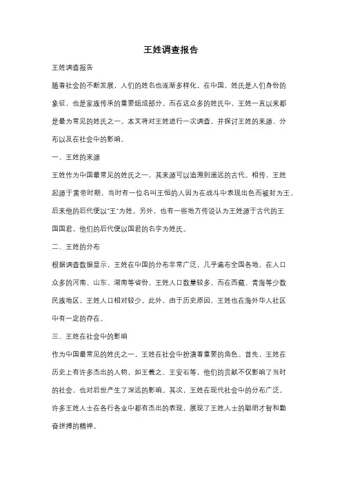 王姓调查报告