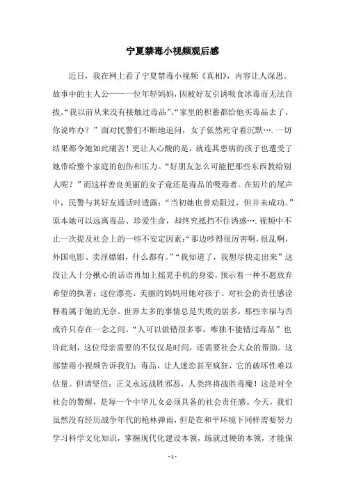 宁夏禁毒小视频观后感
