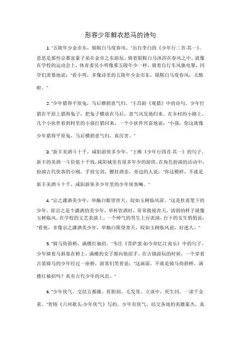 形容少年鲜衣怒马的诗句