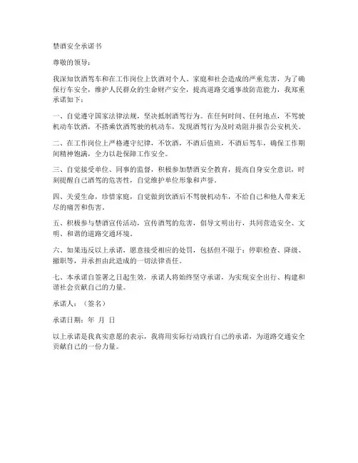 禁酒安全承诺书