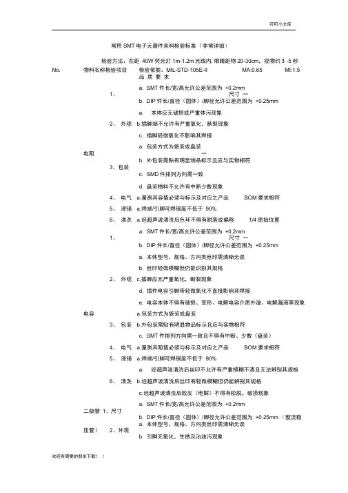 电子料的检验标准