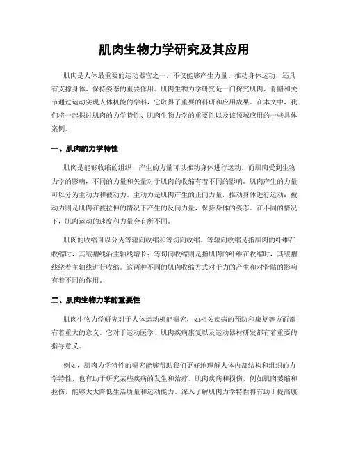 肌肉生物力学研究及其应用