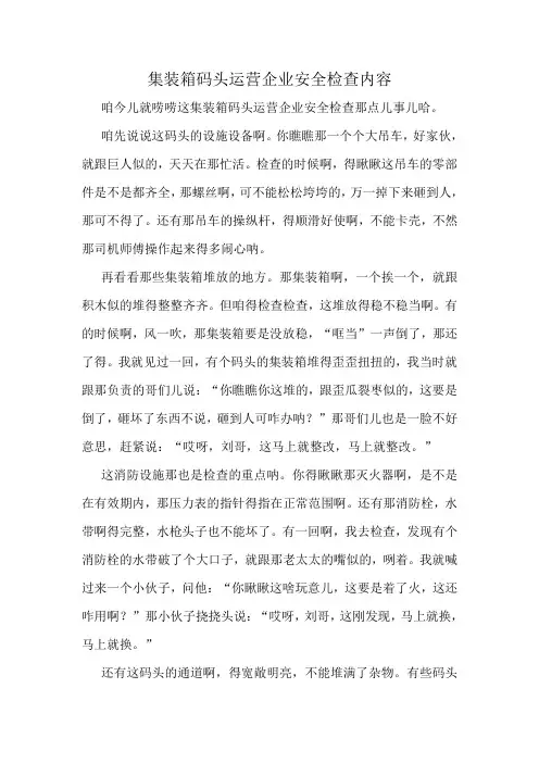 集装箱码头运营企业安全检查内容