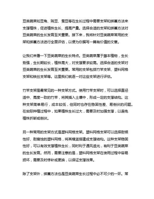 豆类蔬菜常用的支架和绑蔓方法。