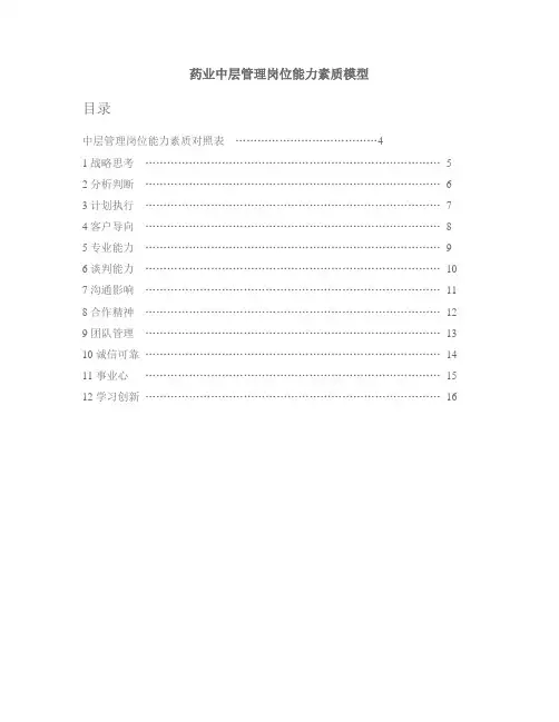 药企中层管理岗位能力素质模型