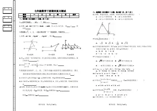 人教版七年级数学下册 期末复习检测试题较难(Word版附答案)