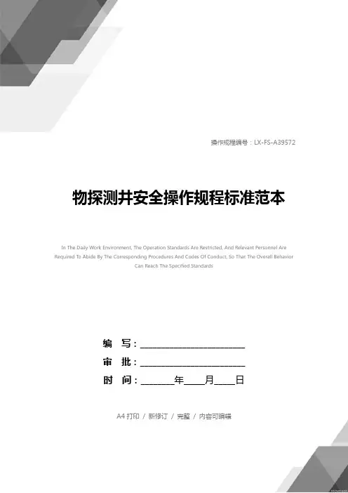 物探测井安全操作规程标准范本