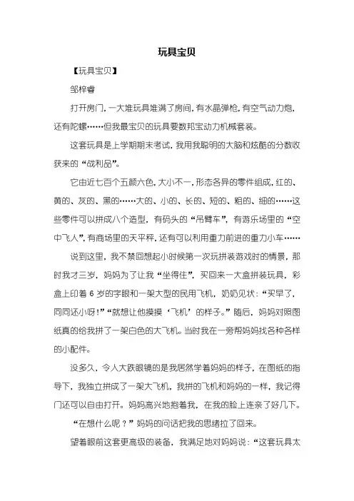 三年级作文：玩具宝贝作文300字