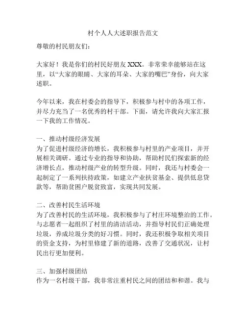 村个人人大述职报告范文