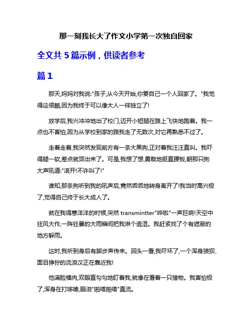 那一刻我长大了作文小学第一次独自回家