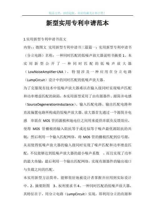 新型实用专利申请范本