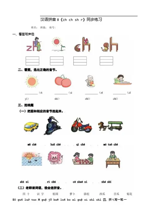 汉语拼音 8 zh ch sh r 同步练习.docx