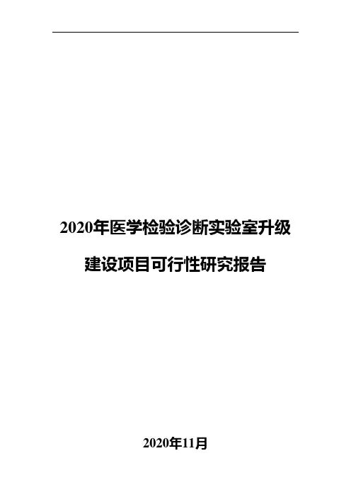 2020年医学检验诊断实验室升级建设项目可行性研究报告