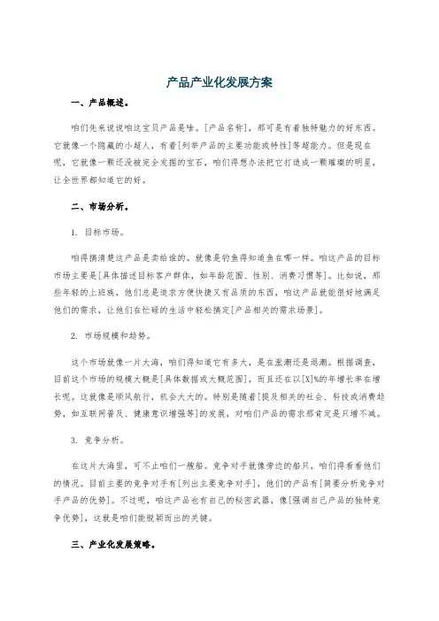 产品产业化发展方案