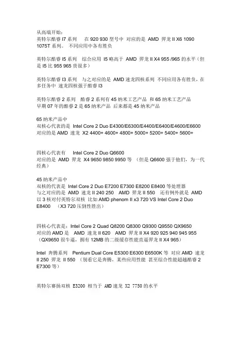 英特尔和AMD对比