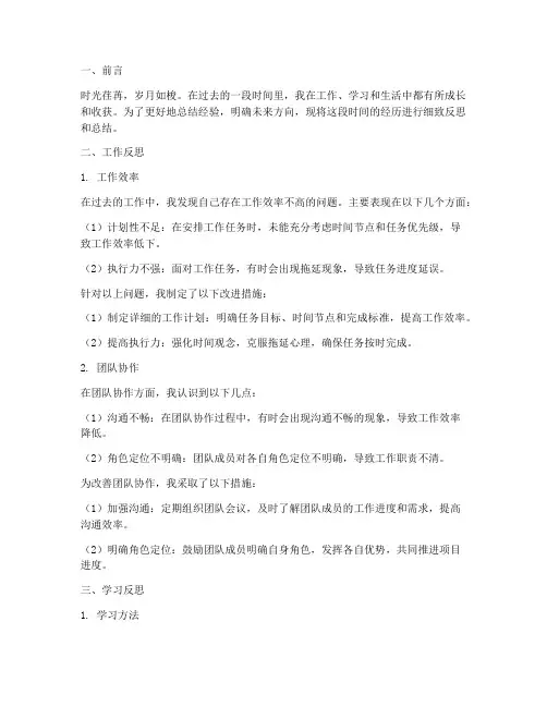 细致反思总结报告范文