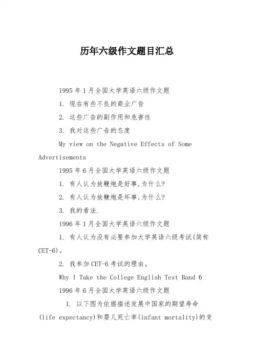 历年六级作文题目汇总