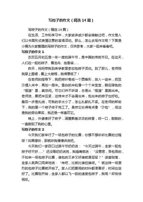 写粽子的作文（精选14篇）