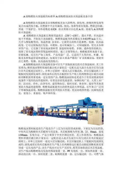 A级酚醛防火保温板的标准和A级酚醛泡沫防火保温板设备介绍