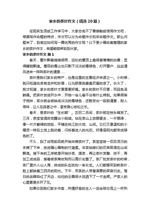 家乡的茶叶作文（精选20篇）