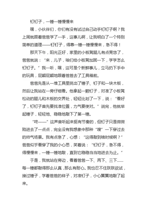 钉钉子需要一锤一锤才行作文