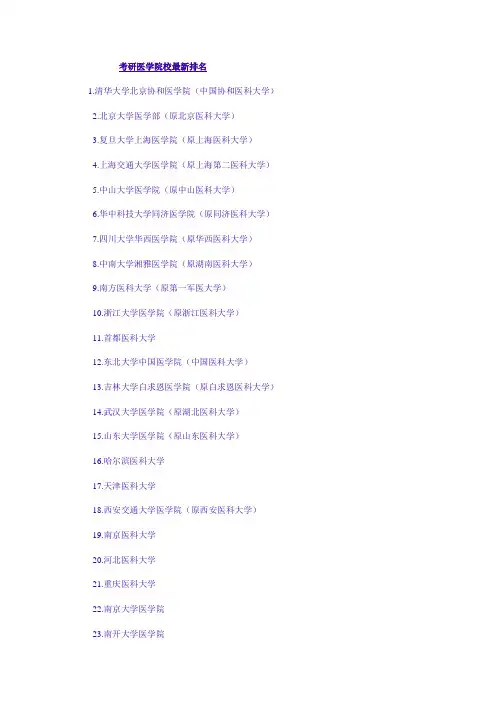 考研医学院校最新排名