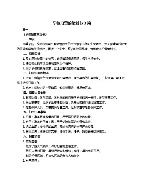 学校扫雪的策划书3篇
