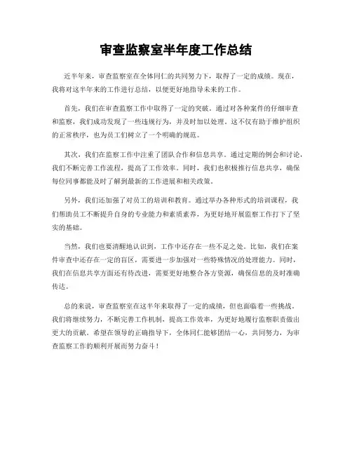 审查监察室半年度工作总结