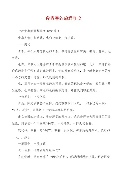 一段青春的旅程作文