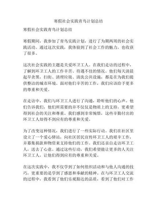寒假社会实践青鸟计划总结