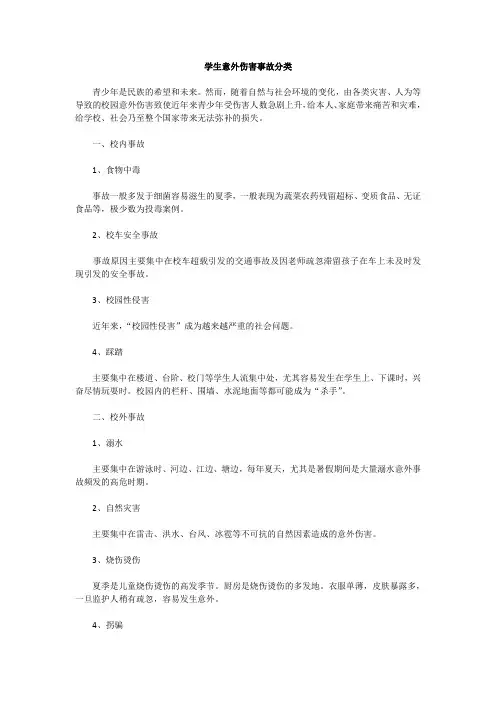 学生意外伤害事故分类