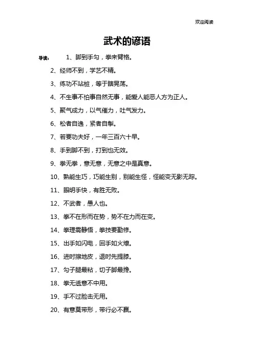 武术的谚语