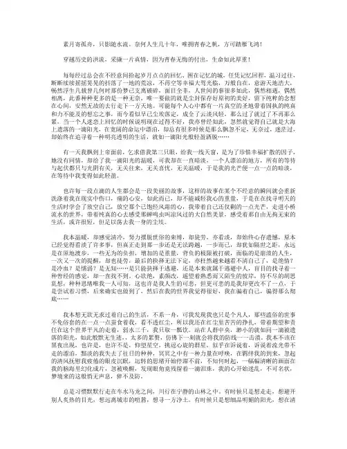 高分作文范文-遗落一滴阳光