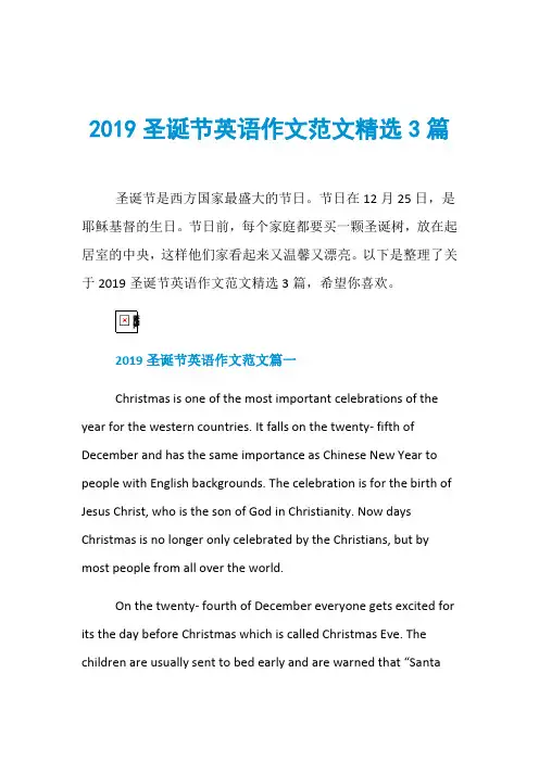 2019圣诞节英语作文范文精选3篇