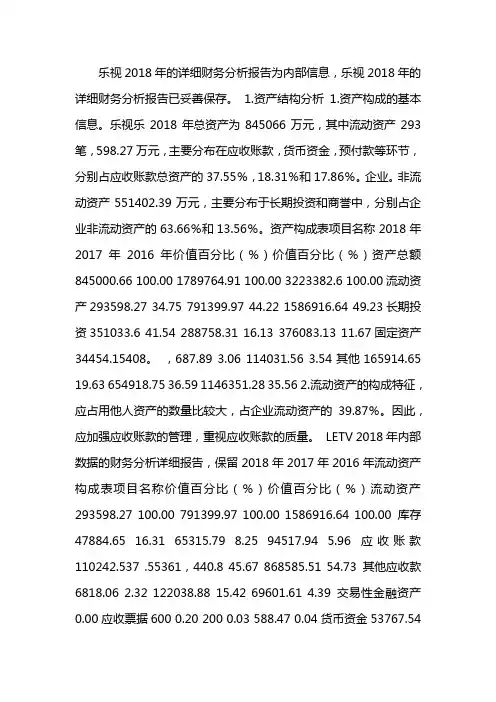 乐视2018年财务报表分析