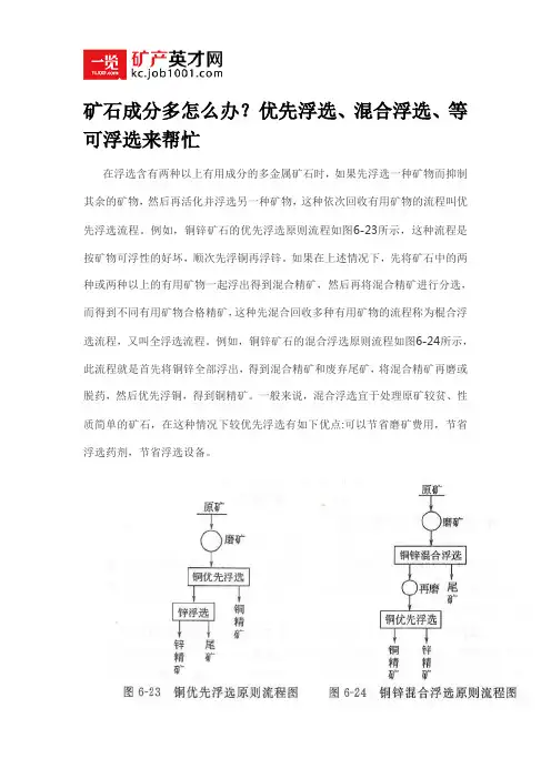 矿石成分多怎么办？优先浮选、混合浮选、等可浮选来帮忙