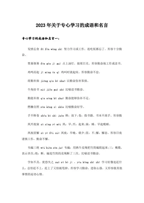 2023年关于专心学习的成语和名言