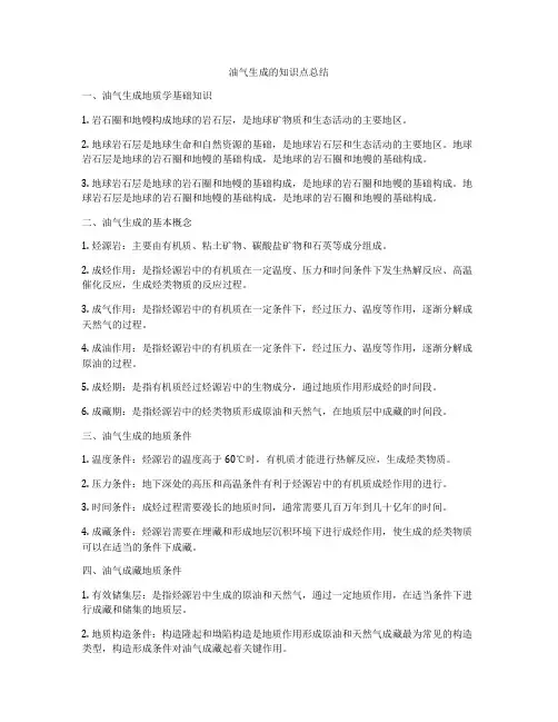 油气生成的知识点总结