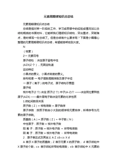 元素周期律知识点总结