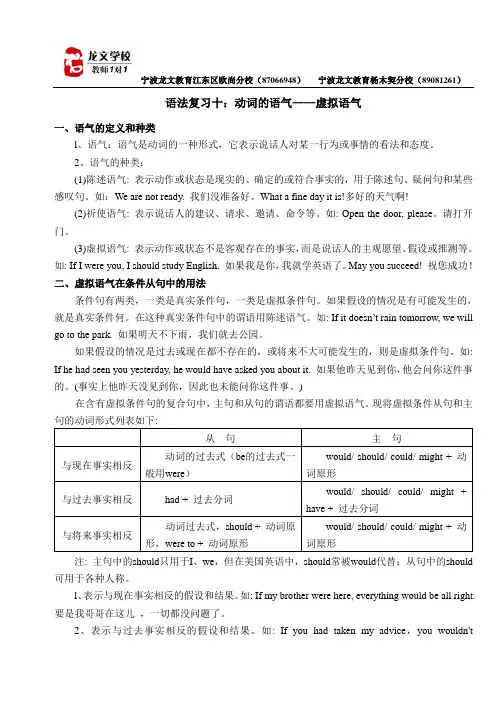 2011年高考英语语法专项复习四：动词的语气——虚拟语气