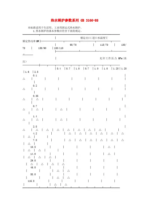 热水锅炉参数设计