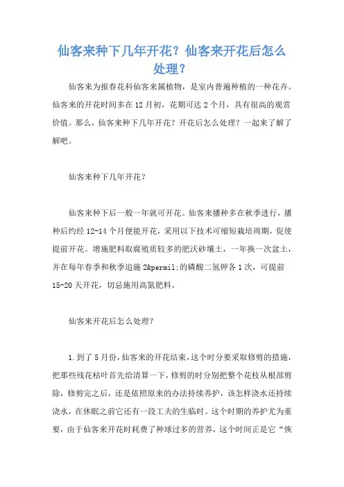 仙客来种下几年开花？仙客来开花后怎么处理？