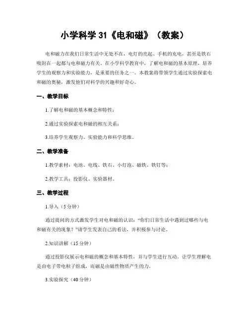 小学科学31《电和磁》(教案)