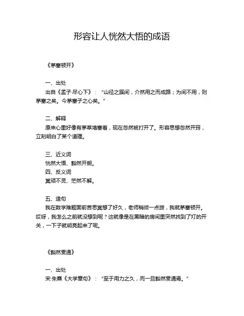 形容让人恍然大悟的成语
