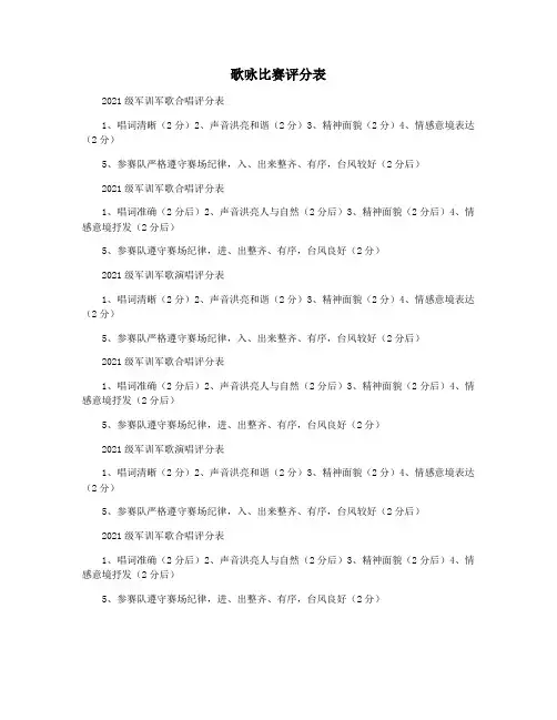 歌咏比赛评分表
