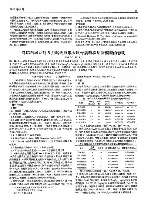 乌鸡白凤丸对6月龄去卵巢大鼠骨质疏松动物模型的影响
